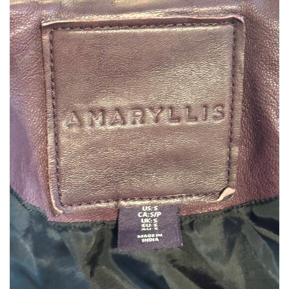 Amaryllis Distressed 100% Leather Moto Deep Jacket Purple Asymmetric Zip Size S - Picture 13 of 15